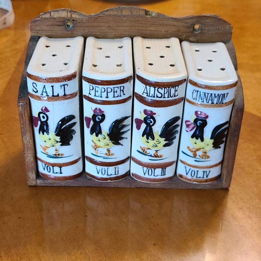 Antique Miniature Spice Rack with Holder